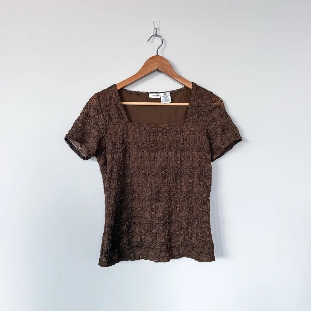 Vintage Brown Textured Blouse - Picture 1 of 12